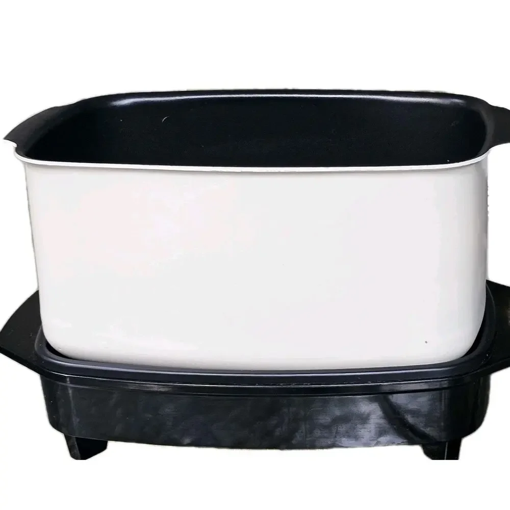 Vintage West Bend Multi Purpose 6 Qt Slow Cooker Crockpot MCM Blue Leaves TESTED